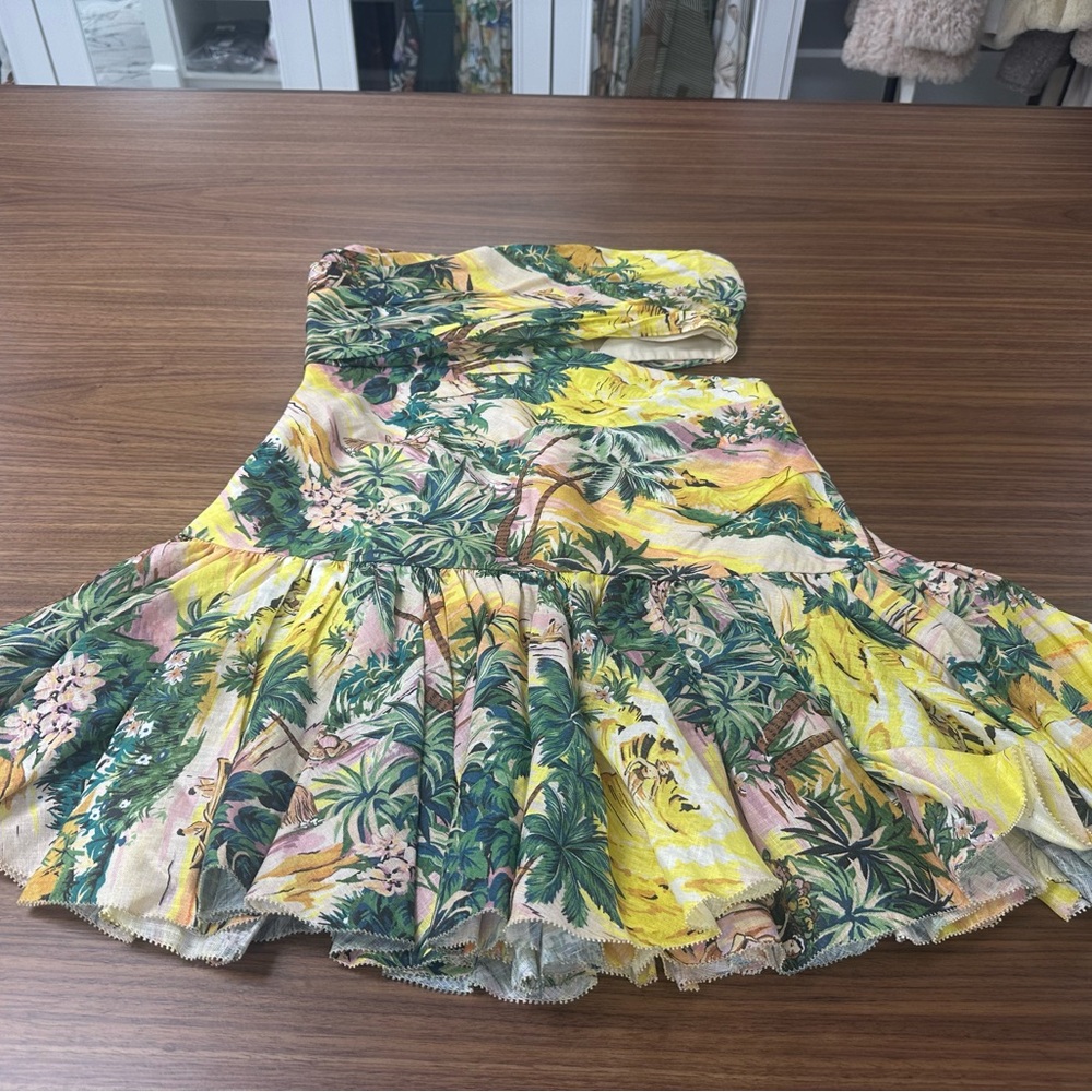 Zimmermann Yellow and Green Tropical Mini Dress